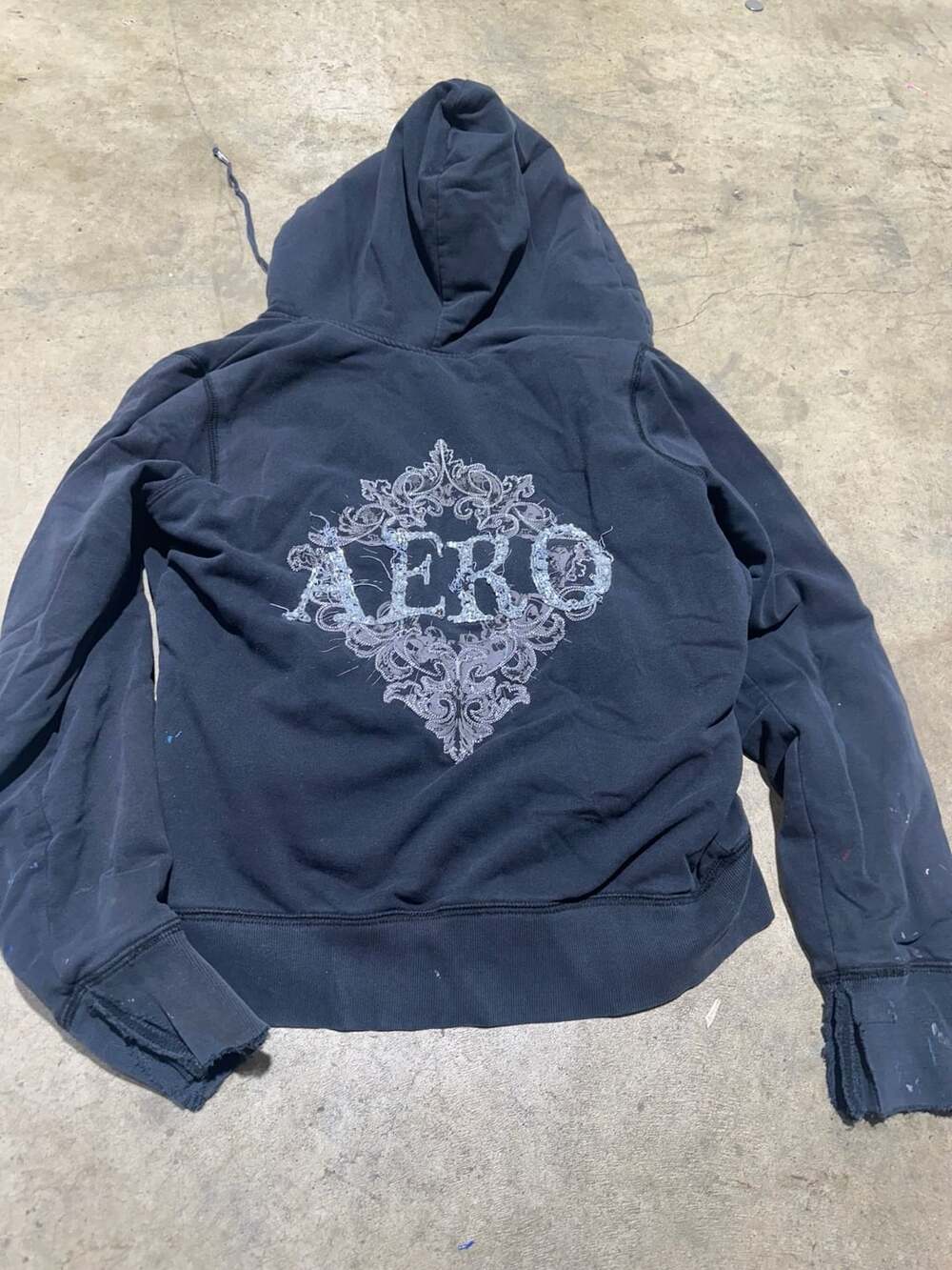 RARE vintage/ Y2K Aeropostale Stretch Full Zip Hoodie Black Faux Fur Lined Y2K